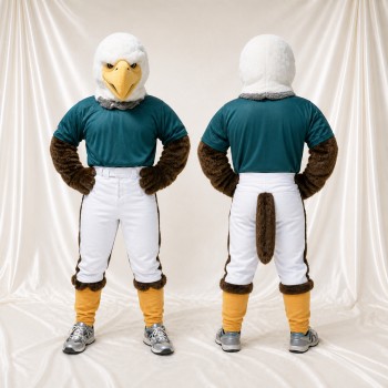 Hooked Yellow Bald Eagle Mascot Costume Full Body for Adults Sports Events