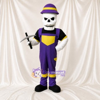 Skeleton Worker Mascot Costume Full Body for Adults School Events