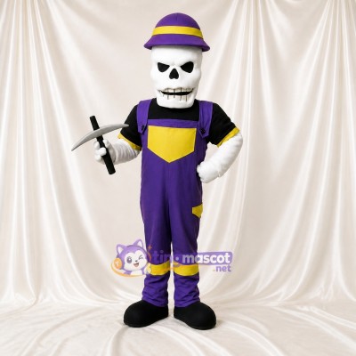 Skeleton Worker Mascot Costume Full Body for Adults School Events