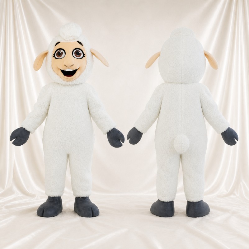 Soft Fleece Sheep Mascot Costume Full Body for Adults Food Events