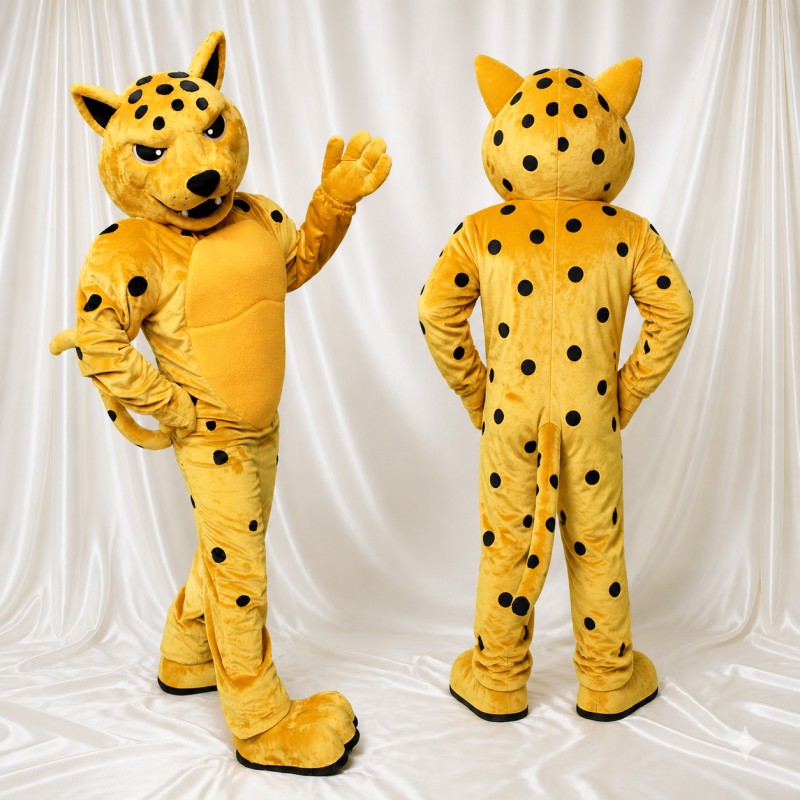 Yellow Cheetah Mascot Costume Full Body for Adults Sports Events