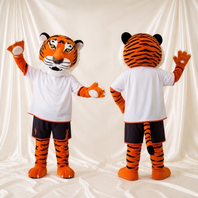 Orange Tiger Athlete Mascot Costume Full Body for Adults Sports Events