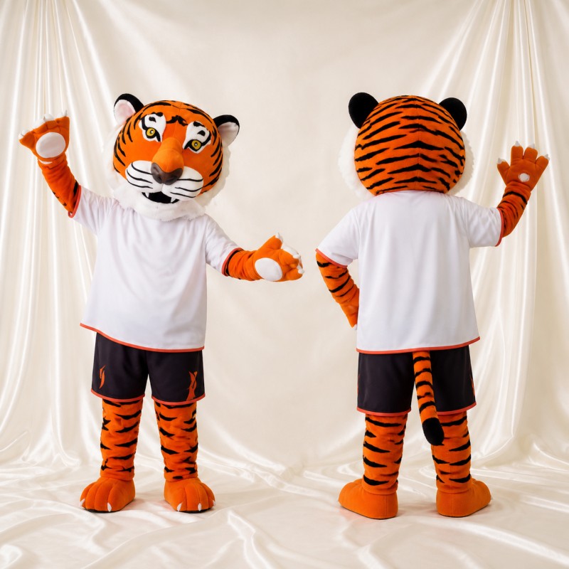 Orange Tiger Athlete Mascot Costume Full Body for Adults Sports Events