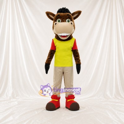 Brown Horse Athlete Mascot Costume Full Body for Adults Sports Events