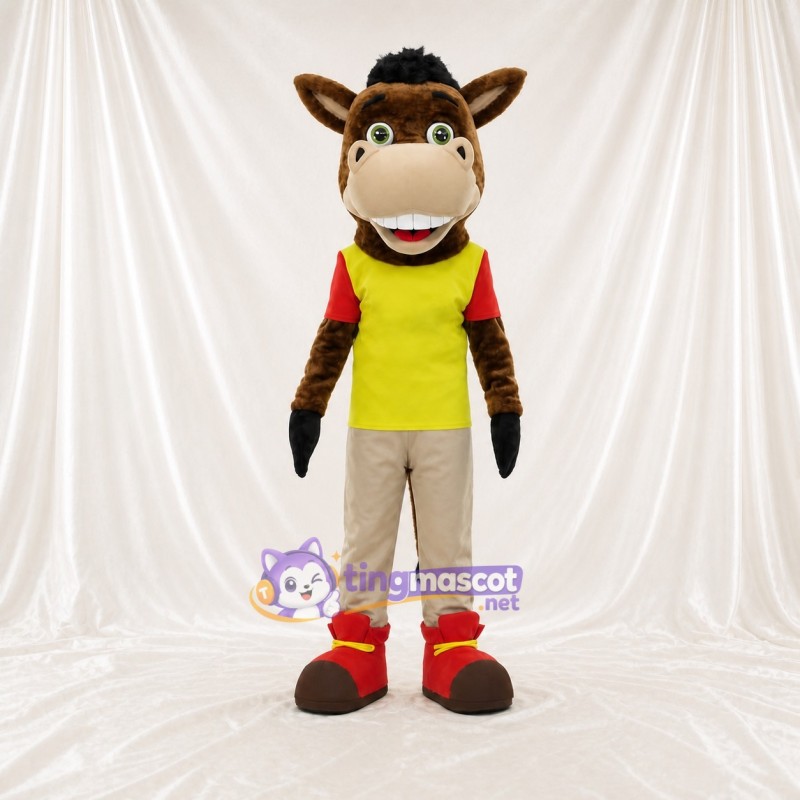 Brown Horse Athlete Mascot Costume Full Body for Adults Sports Events