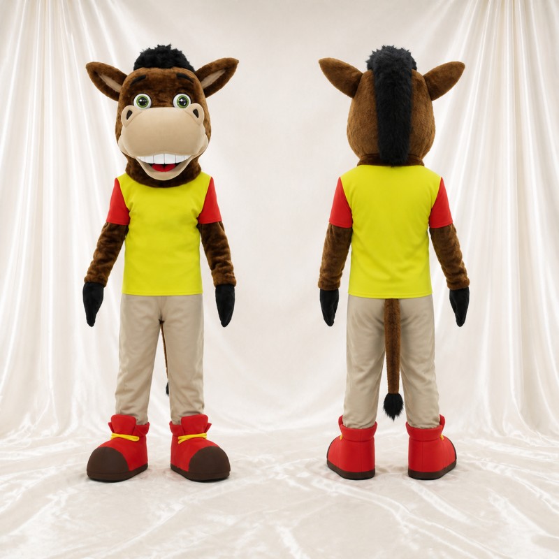 Brown Horse Athlete Mascot Costume Full Body for Adults Sports Events