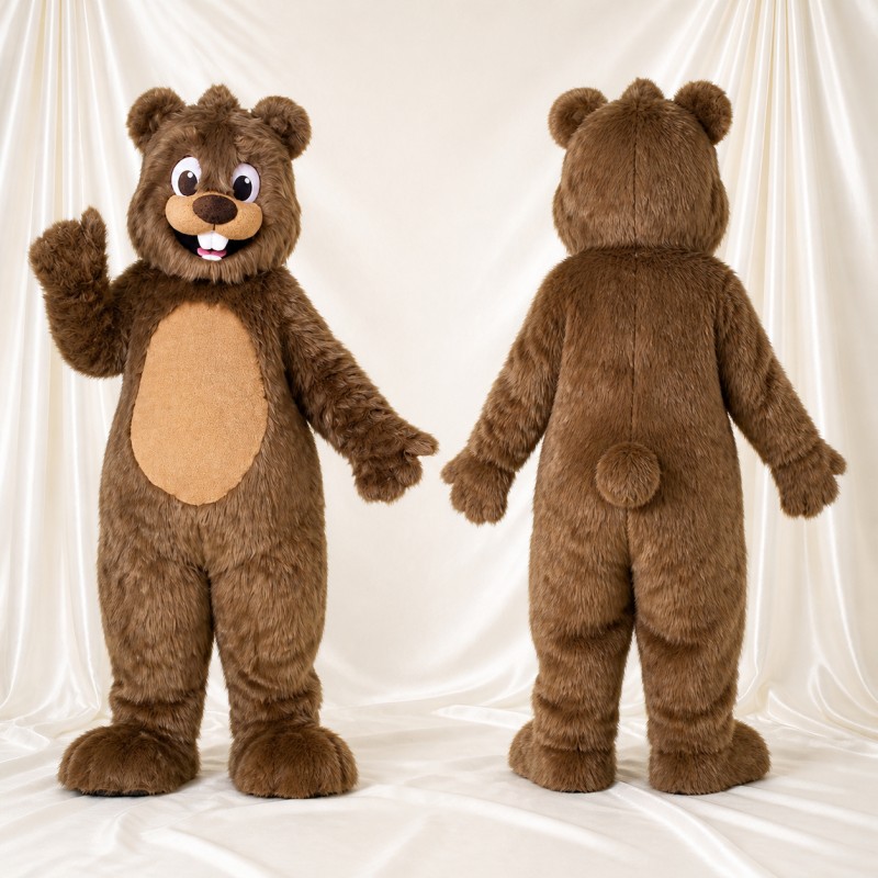 Cartoon Facial Bear Mascot Costume Full Body for Adults School Events