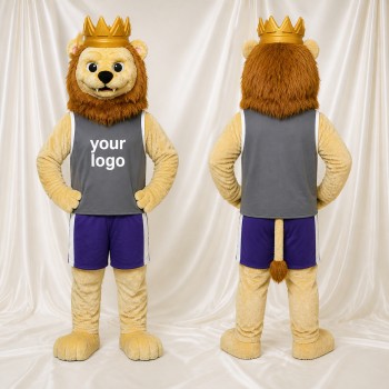 Crowned Lion Athlete Mascot Costume Full Body for Adults Sports Events