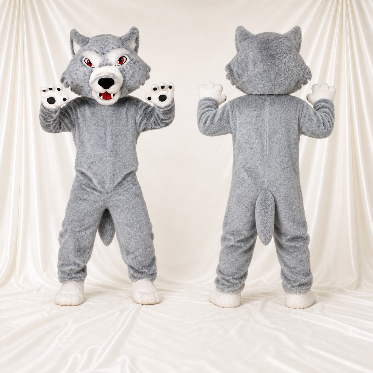 Grauer Wolf Maskottchenkostüm Ganzkörper für Erwachsene Schulveranstaltungen Grauer Wolf Maskottchenkostüm Ganzkörper für Erwachsene Schulveranstaltungen