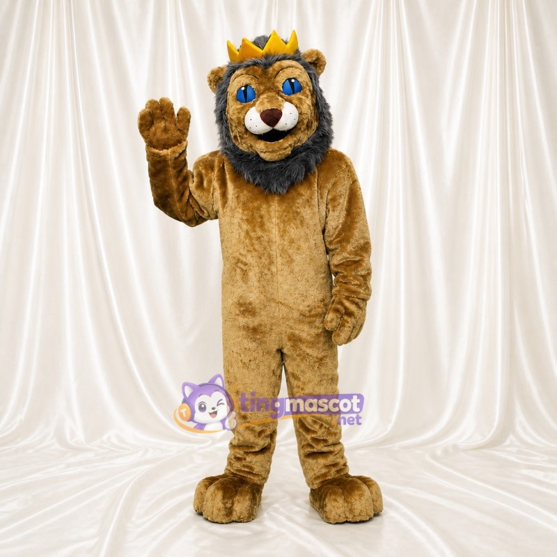 Crowned Lion Mascot Costume Full Body for Adults School Events