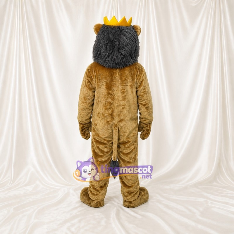Crowned Lion Mascot Costume Full Body for Adults School Events