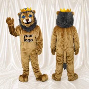 Crowned Lion Mascot Costume Full Body for Adults School Events
