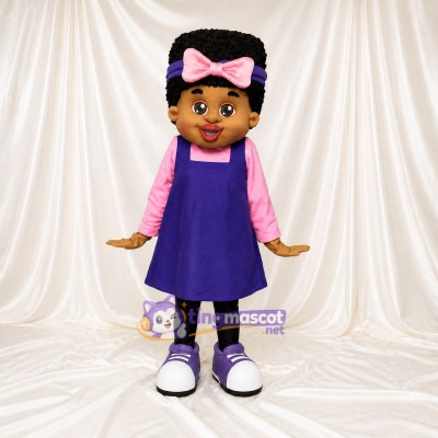 Brown Girl Character Mascot Costume Full Body for Adults School Events