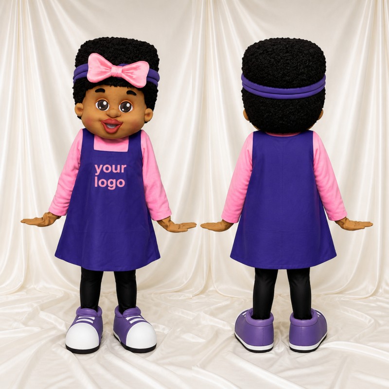 Brown Girl Character Mascot Costume Full Body for Adults School Events