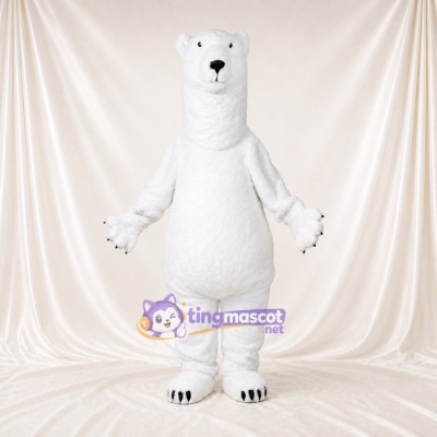 Cartoon Facial Polar Bear Mascot Costume Full Body for Adults School Events