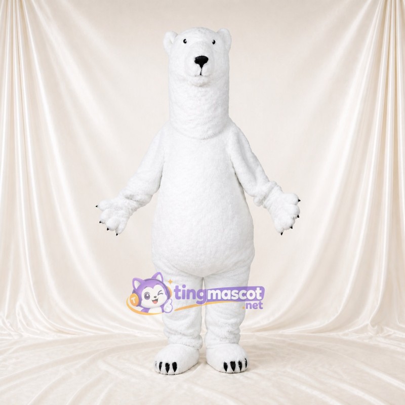 Cartoon Facial Polar Bear Mascot Costume Full Body for Adults School Events