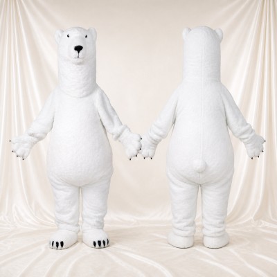 Cartoon Facial Polar Bear Mascot Costume Full Body for Adults School Events
