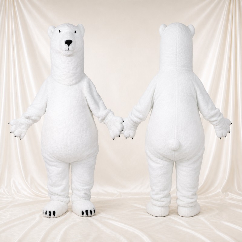 Cartoon Facial Polar Bear Mascot Costume Full Body for Adults School Events