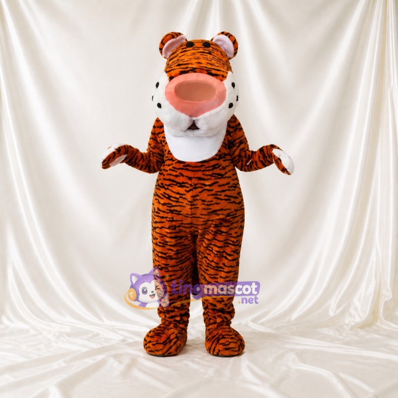 Orange Tiger Mascot Costume Full Body for Adults School Events