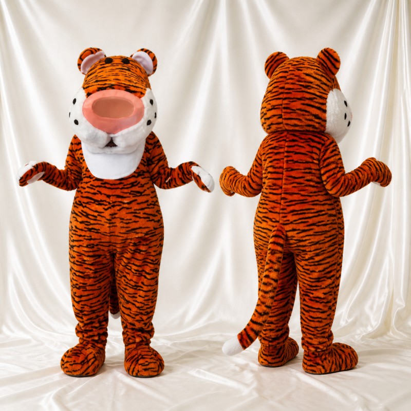 Orange Tiger Mascot Costume Full Body for Adults School Events