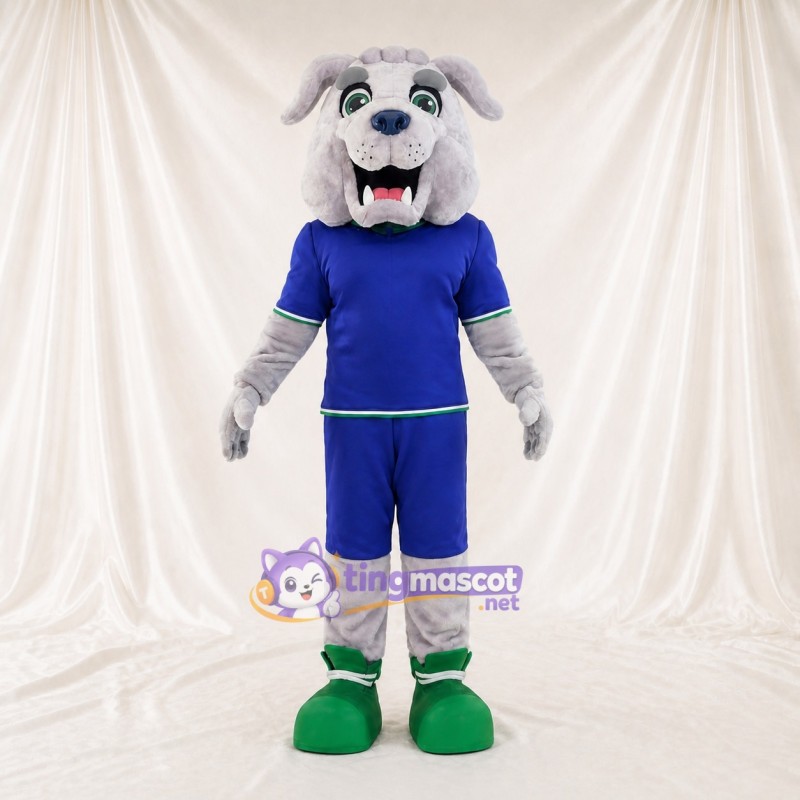Gray Bulldog Athlete Mascot Costume Full Body for Adults Sports Events