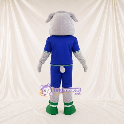Gray Bulldog Athlete Mascot Costume Full Body for Adults Sports Events