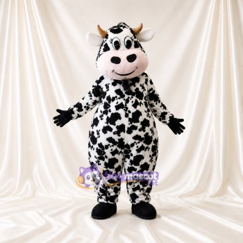 Black Cow Mascot Costume Full Body for Adults School Events