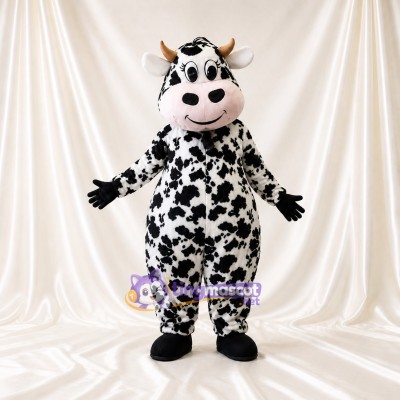 Black Cow Mascot Costume Full Body for Adults School Events