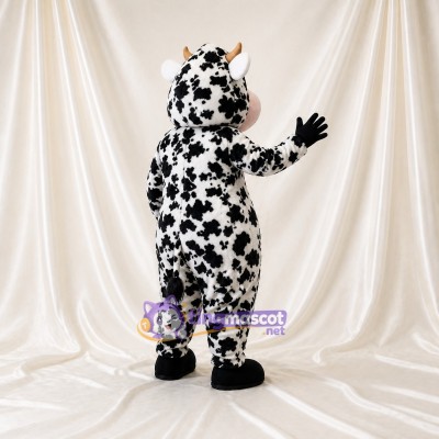 Black Cow Mascot Costume Full Body for Adults School Events