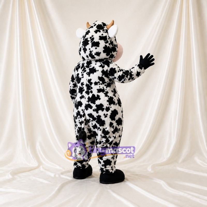 Black Cow Mascot Costume Full Body for Adults School Events