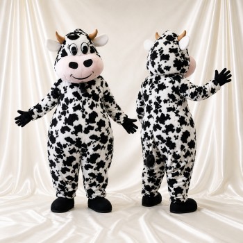 Black Cow Mascot Costume Full Body for Adults School Events