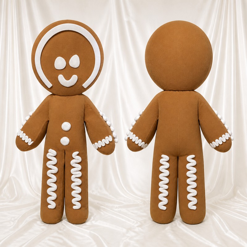Gingerbread Man Mascot Costume Full Body for Adults School Events