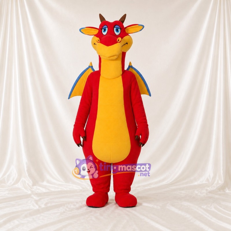Cartoon Facial Dragon Mascot Costume Full Body for Adults School Events