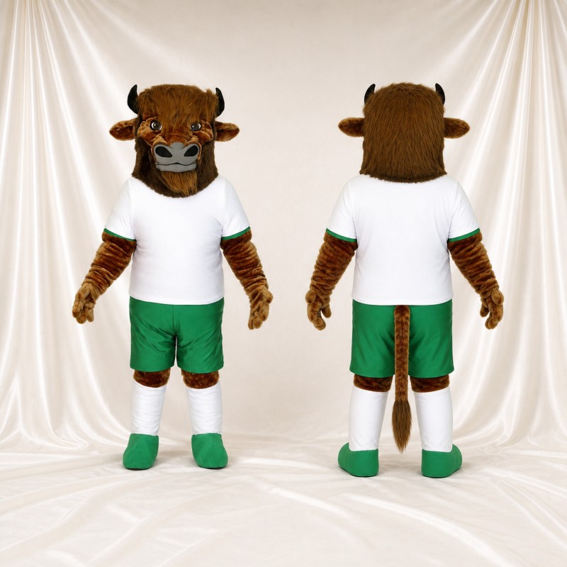 Brown Bull Athlete Mascot Costume Full Body for Adults Sports Events