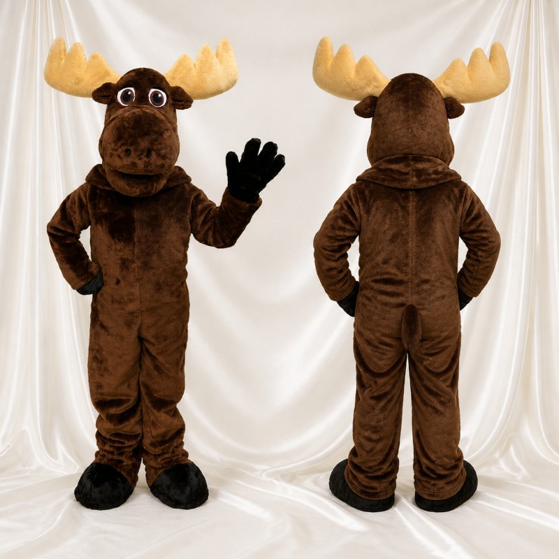 Cartoon Facial Moose Mascot Costume Full Body for Adults School Events