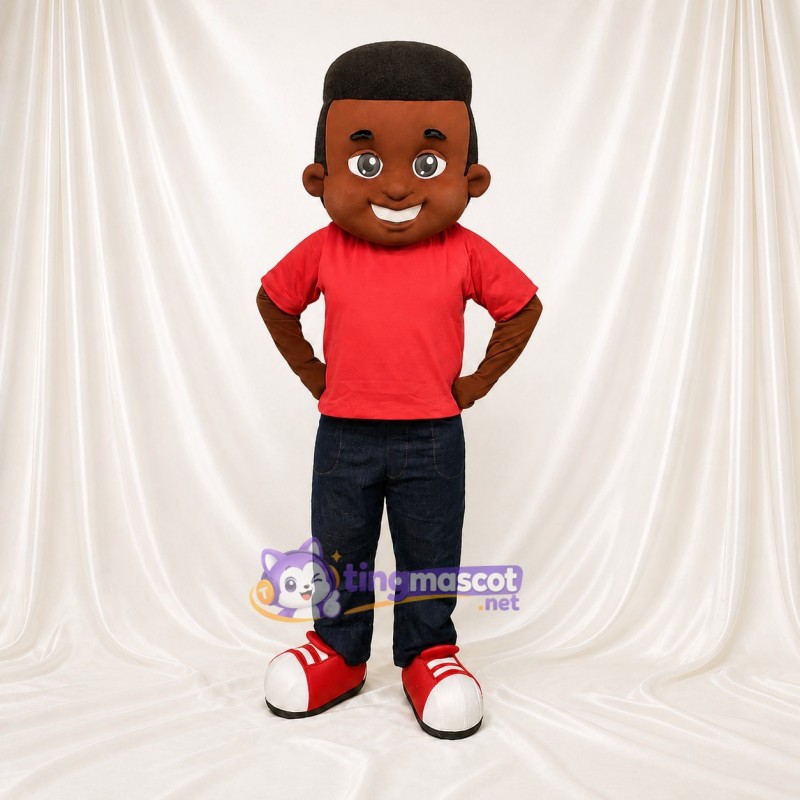 Brown Boy Character Mascot Costume Full Body for Adults School Events