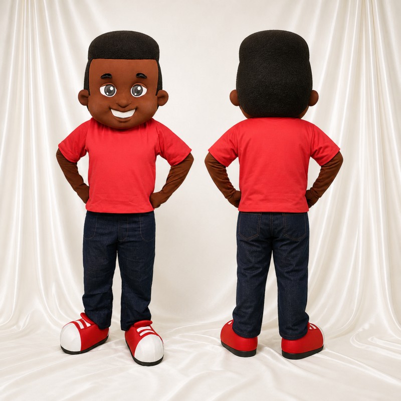 Brown Boy Character Mascot Costume Full Body for Adults School Events