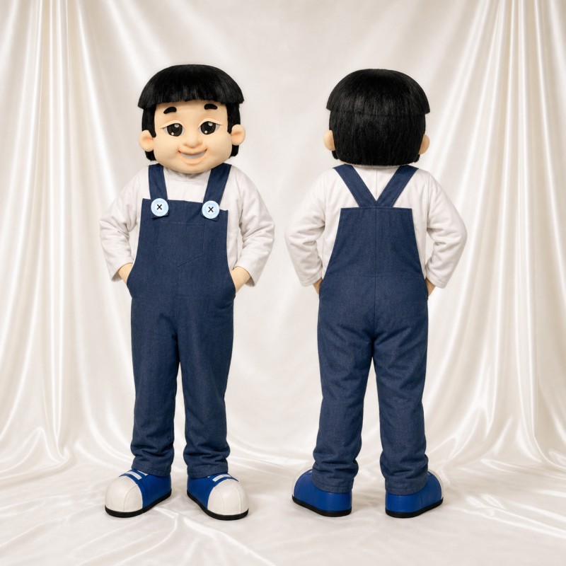 Beige Boy Character Mascot Costume Full Body for Adults School Events