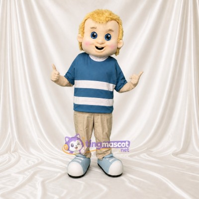 Blond Boy Character Mascot Costume Full Body for Adults School Events