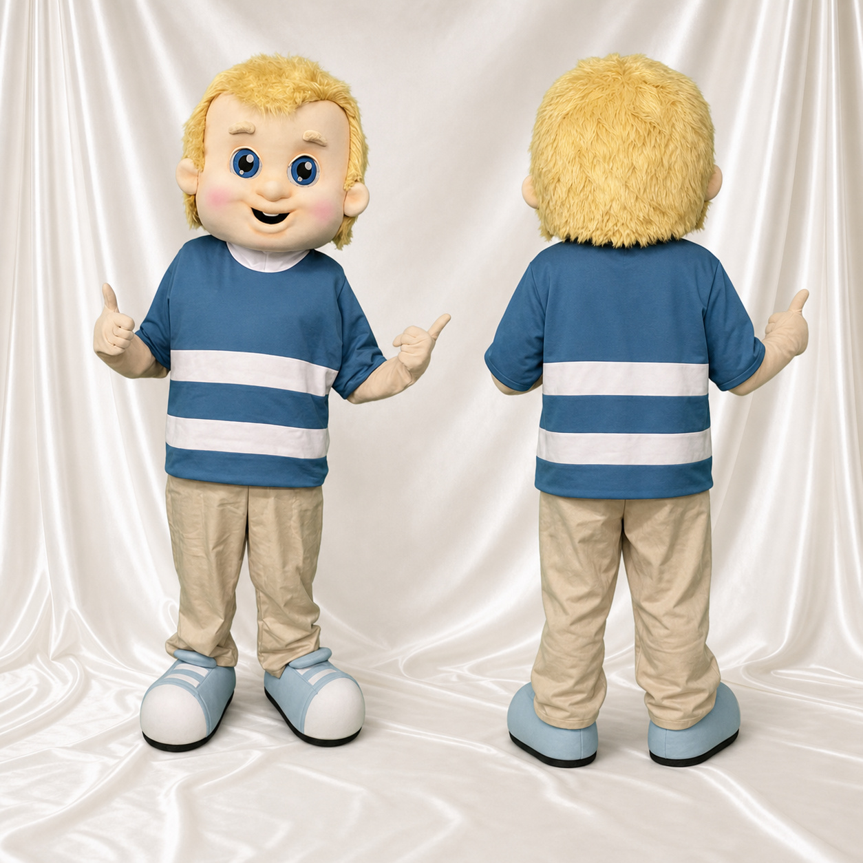 Blond Boy Character Mascot Costume Full Body for Adults School Events Blond Boy Character Mascot Costume Full Body for Adults School Events