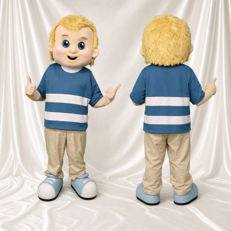 Blond Boy Character Mascot Costume Full Body for Adults School Events