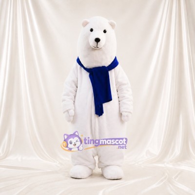 White Cartoon Facial Polar Bear Mascot Costume Full Body for Adults Schools