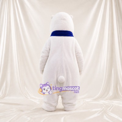 White Cartoon Facial Polar Bear Mascot Costume Full Body for Adults Schools