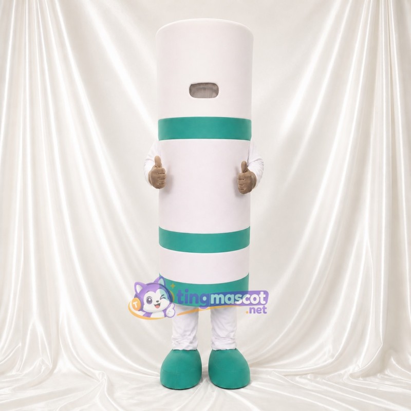 Striped Cylinder Mascot Costume Full Body for Adults Trade Shows