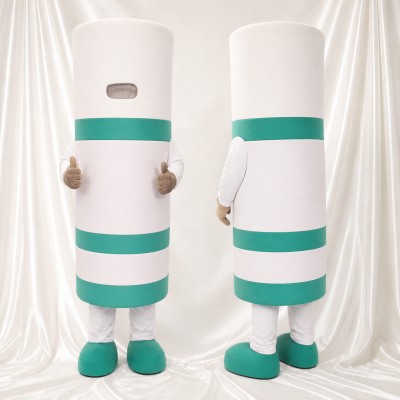 Striped Cylinder Mascot Costume Full Body for Adults Trade Shows