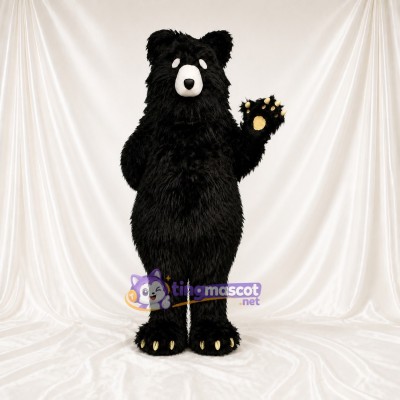 Black Cartoon Facial Bear Mascot Costume Full Body for Adults School Events