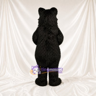 Black Cartoon Facial Bear Mascot Costume Full Body for Adults School Events