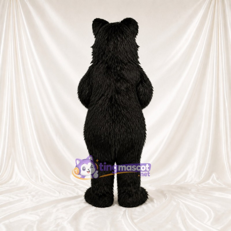 Black Cartoon Facial Bear Mascot Costume Full Body for Adults School Events