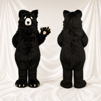 Ours Noir Dessin Animé du Visage Costume de mascotte intégral pour adultes Événements scolaires