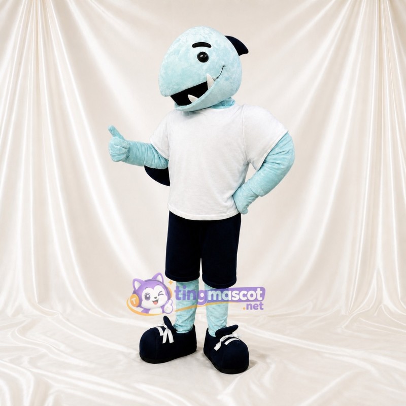 Light Blue Shark Athlete Mascot Costume Full Body for Adults Sports Events